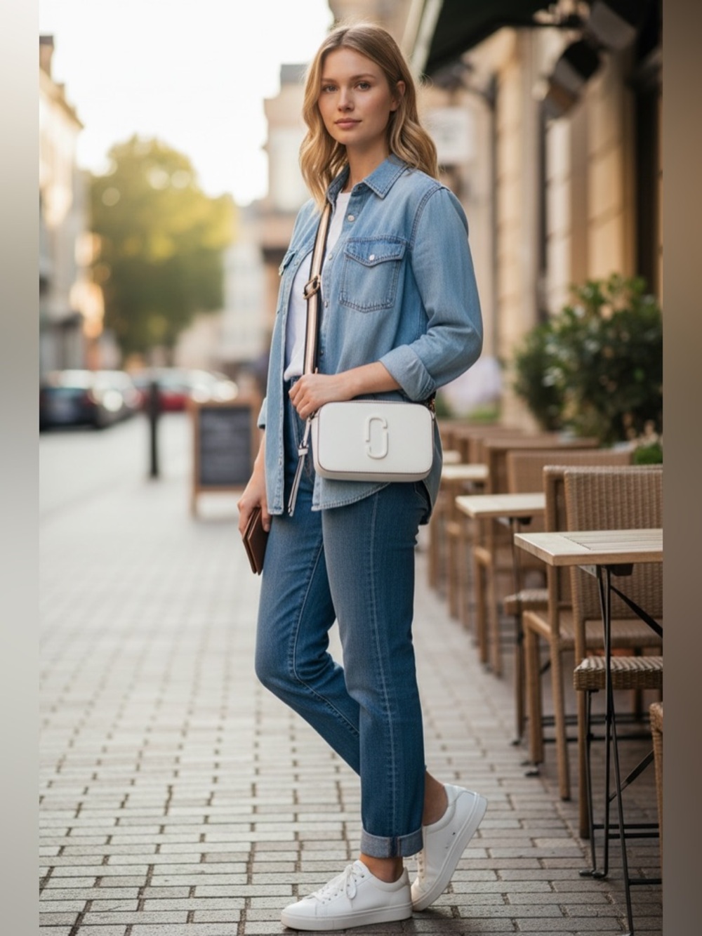 Marc Jacobs The Snapshot White Crossbody‎ Bag Wide Strap